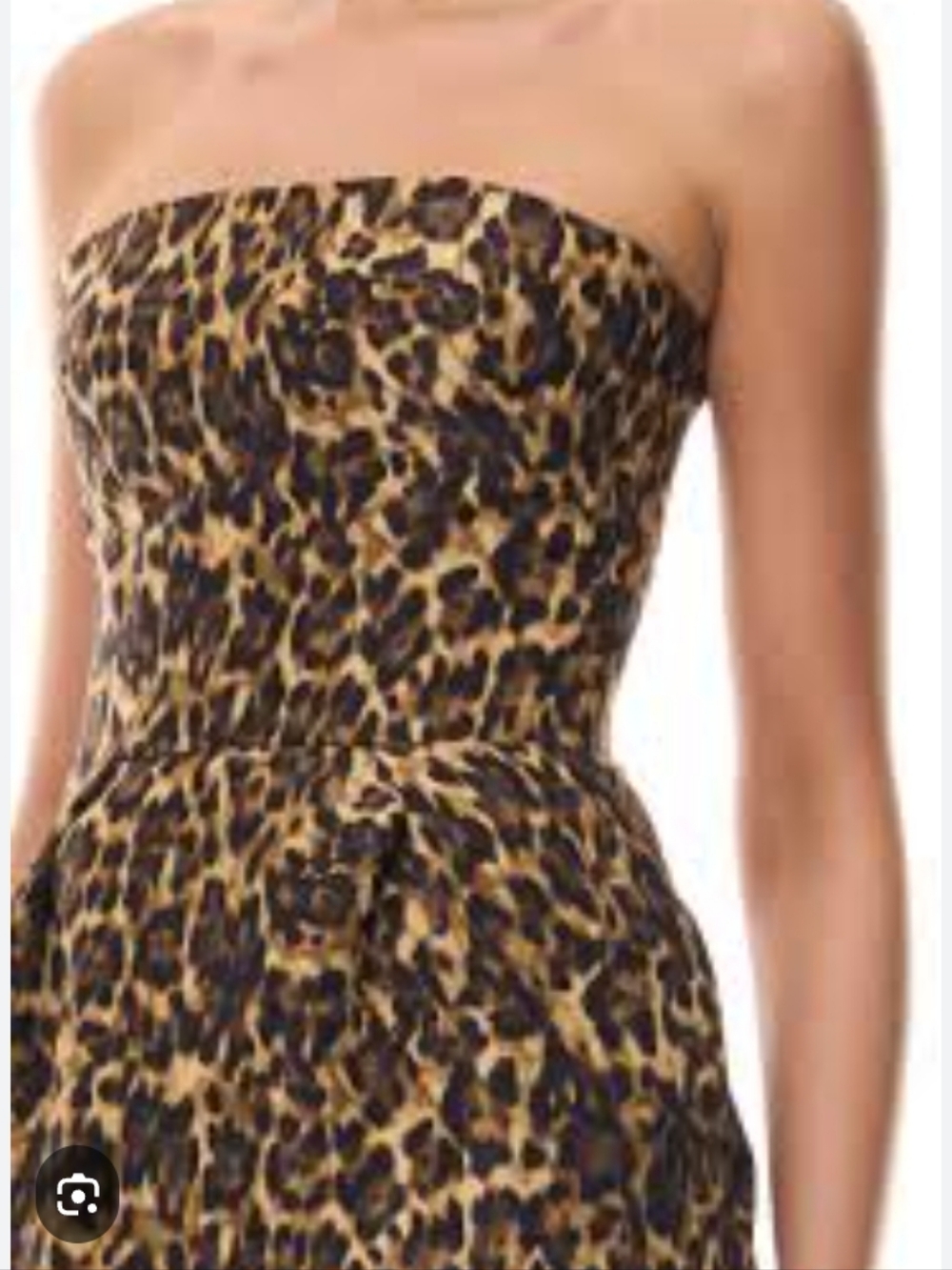 Strapless Leopard Print Midi Dress in Brown/Black